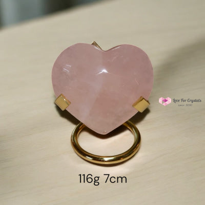 Rose Quartz Heart with Stand (Brazil) Premium AAA (Pre-coded & Activated) 116g 7cm Rose quartz