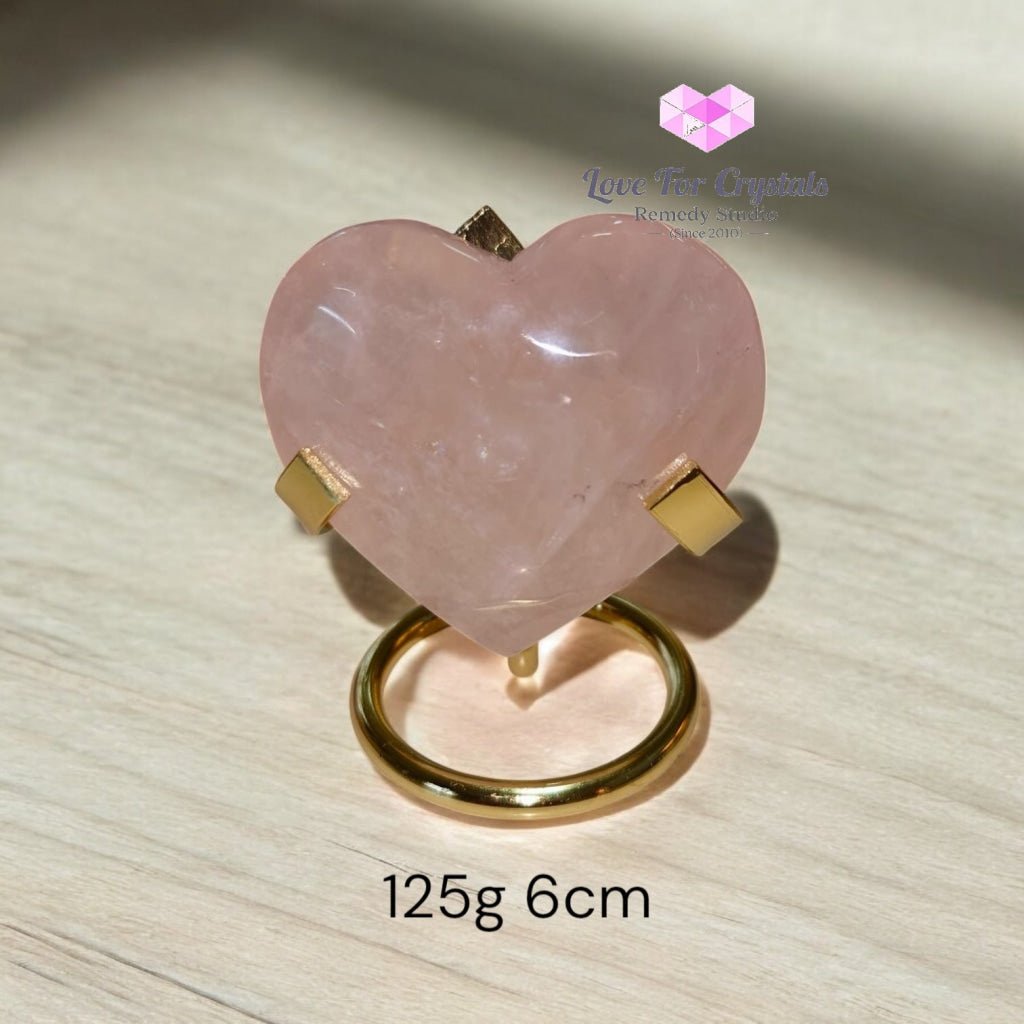 Rose Quartz Heart with Stand (Brazil) Premium AAA (Pre-coded & Activated) 125g 6cm Rose quartz