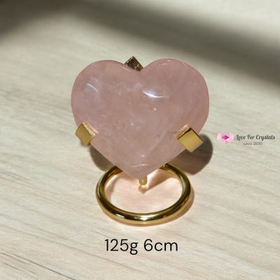 Rose Quartz Heart with Stand (Brazil) Premium AAA (Pre-coded & Activated) 125g 6cm Rose quartz