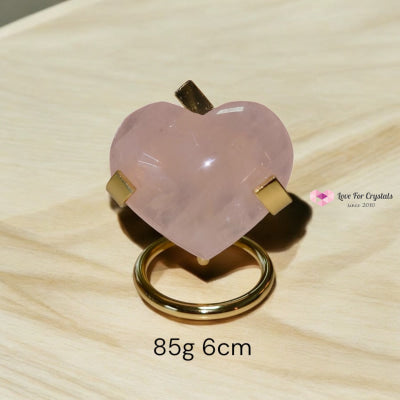 Rose Quartz Heart with Stand (Brazil) Premium AAA (Pre-coded & Activated) 85g 6cm Rose quartz