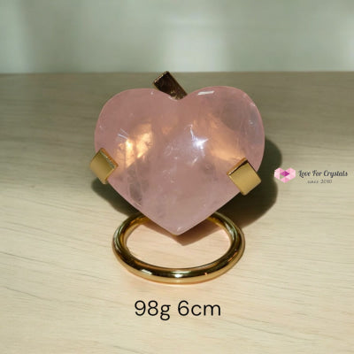 Rose Quartz Heart with Stand (Brazil) Premium AAA (Pre-coded & Activated) 98g 6cm Rose quartz