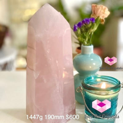 Rose Quartz Large Tower Point (Brazil) 1447G 190Mm