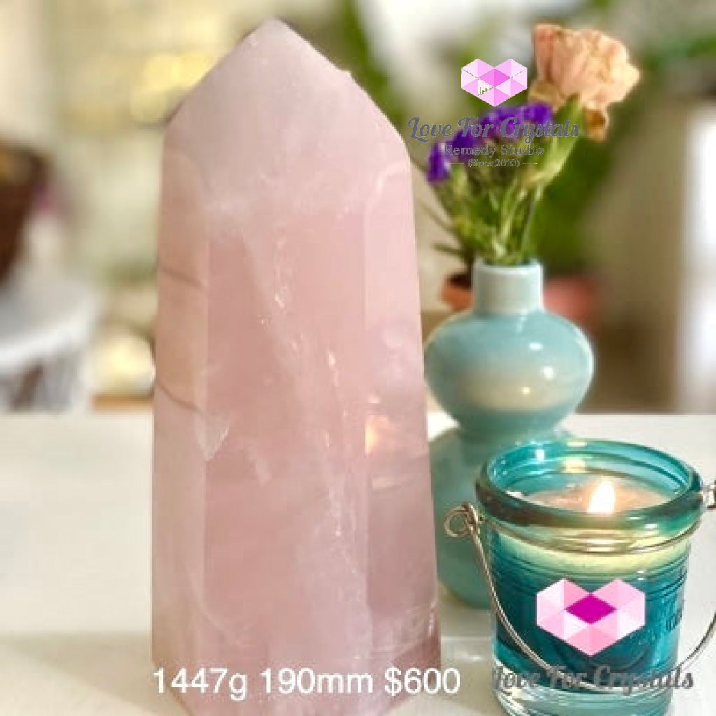 Rose Quartz Large Tower Point (Brazil) 1447G 190Mm