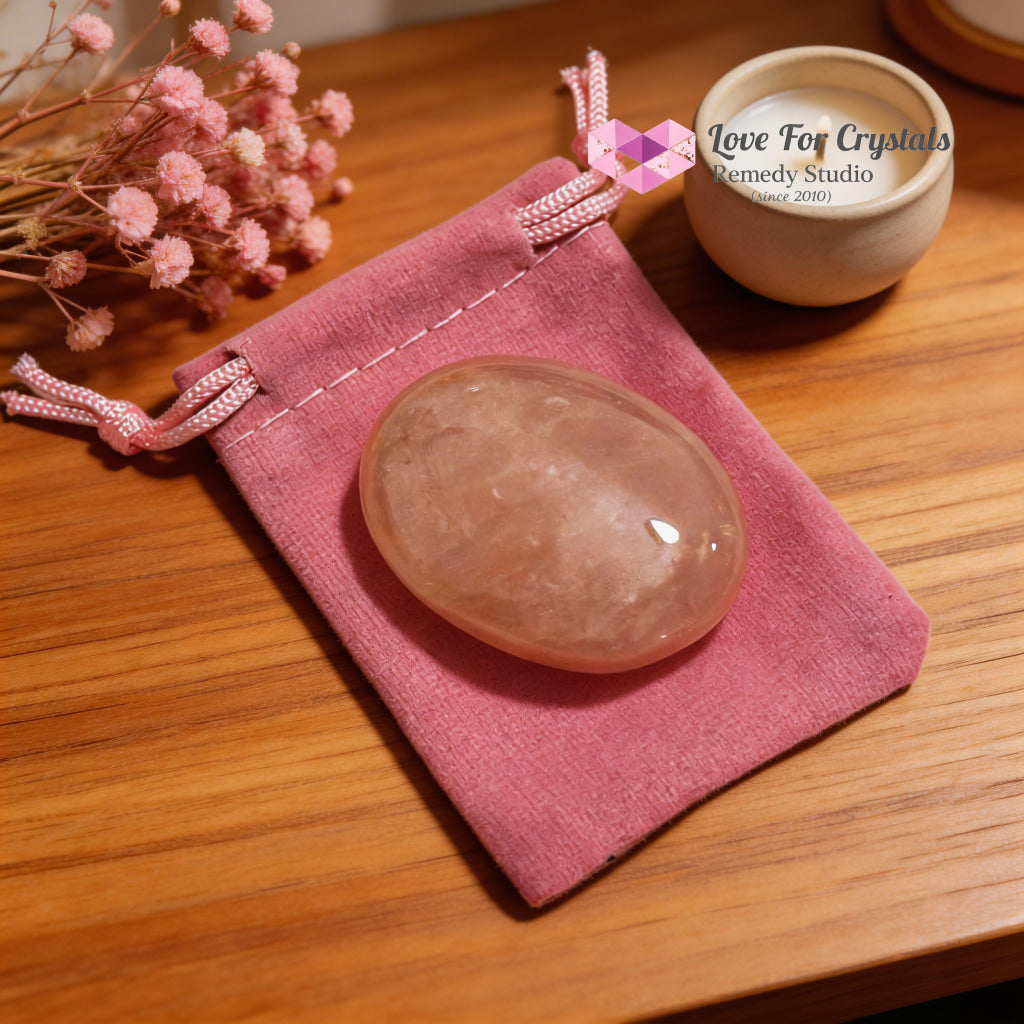 Rose Quartz Love Harmony Palm Stone 45mm (encoded & activated)