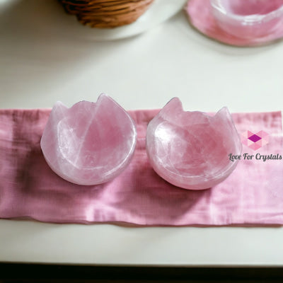 Rose Quartz Mini Cat Head Bowl 45Mm Carving Crystal
