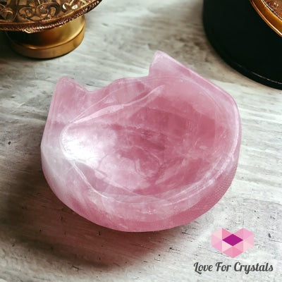 Rose Quartz Mini Cat Head Bowl 45Mm Carving Crystal