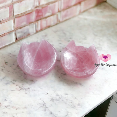 Rose Quartz Mini Cat Head Bowl 45Mm Carving Crystal