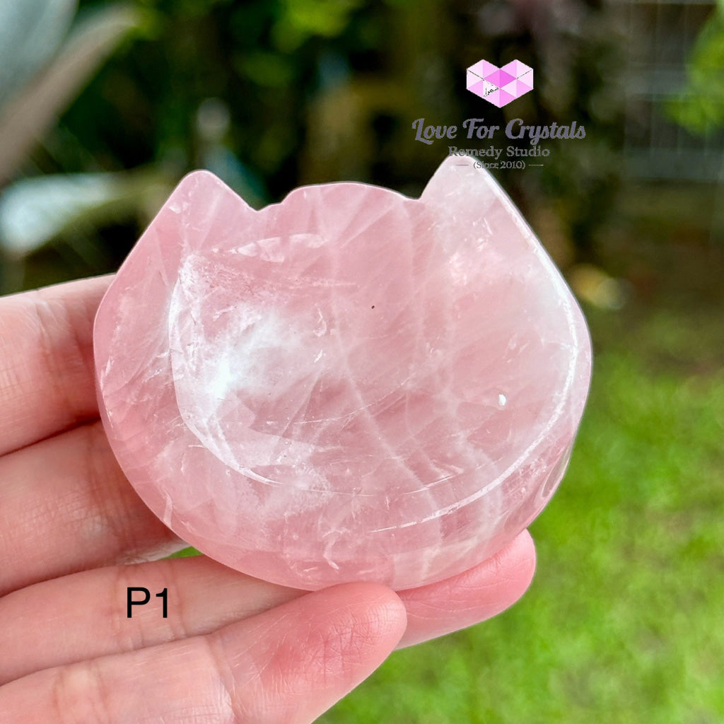 Rose Quartz Mini Cat Head Bowl 45Mm Photo 1 Carving Crystal
