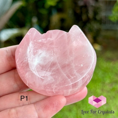 Rose Quartz Mini Cat Head Bowl 45Mm Photo 1 Carving Crystal