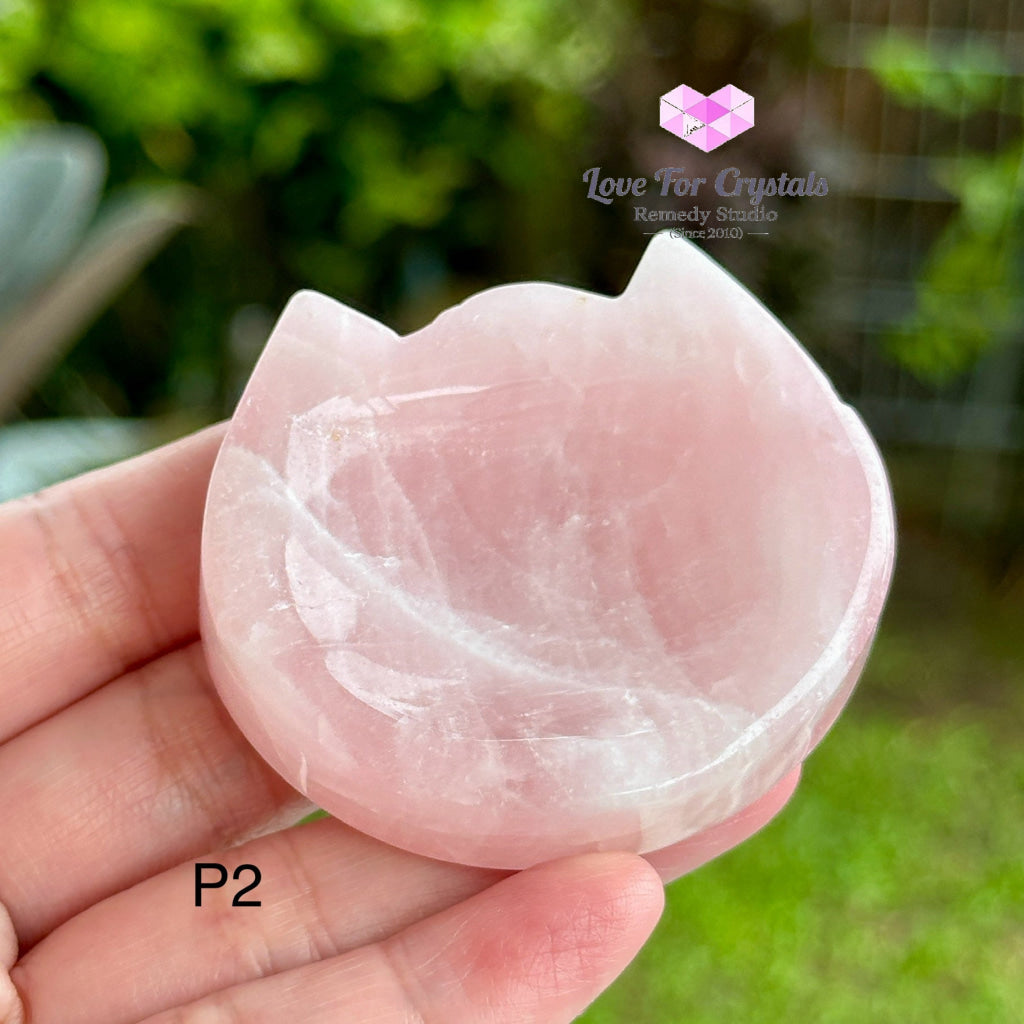 Rose Quartz Mini Cat Head Bowl 45Mm Photo 2 Carving Crystal