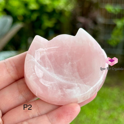 Rose Quartz Mini Cat Head Bowl 45Mm Photo 2 Carving Crystal