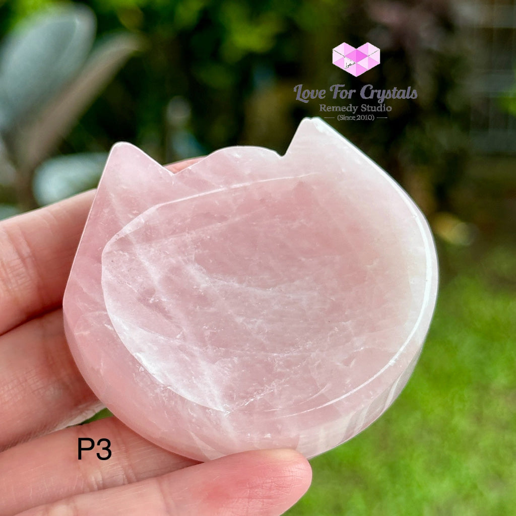 Rose Quartz Mini Cat Head Bowl 45Mm Photo 3 Carving Crystal