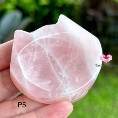 Rose Quartz Mini Cat Head Bowl 45Mm Photo 5 Carving Crystal