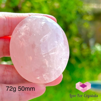 Rose Quartz Palm Stone (Brazil) 72G 50Mm Crystal Polished