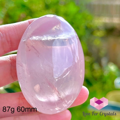 Rose Quartz Palm Stone (Brazil) 87G 60Mm Crystal Polished
