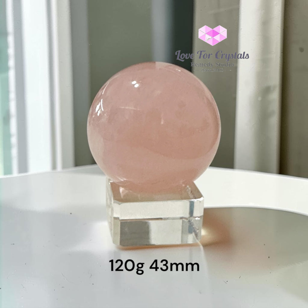 Rose Quartz Premium Sphere (Brazil) AAA Grade - 120g 43mm - Rose quartz