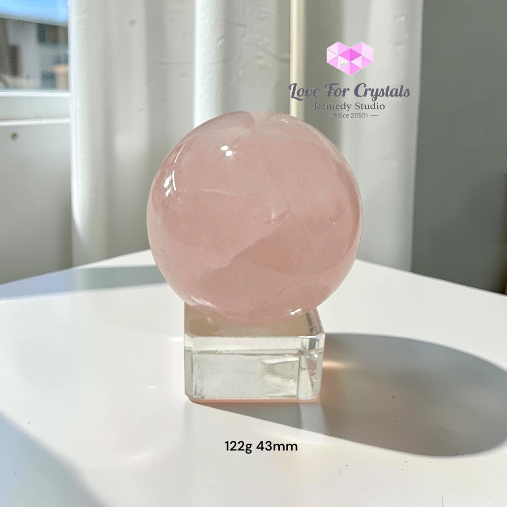 Rose Quartz Premium Sphere (Brazil) AAA Grade - 122g 43mm - Rose quartz