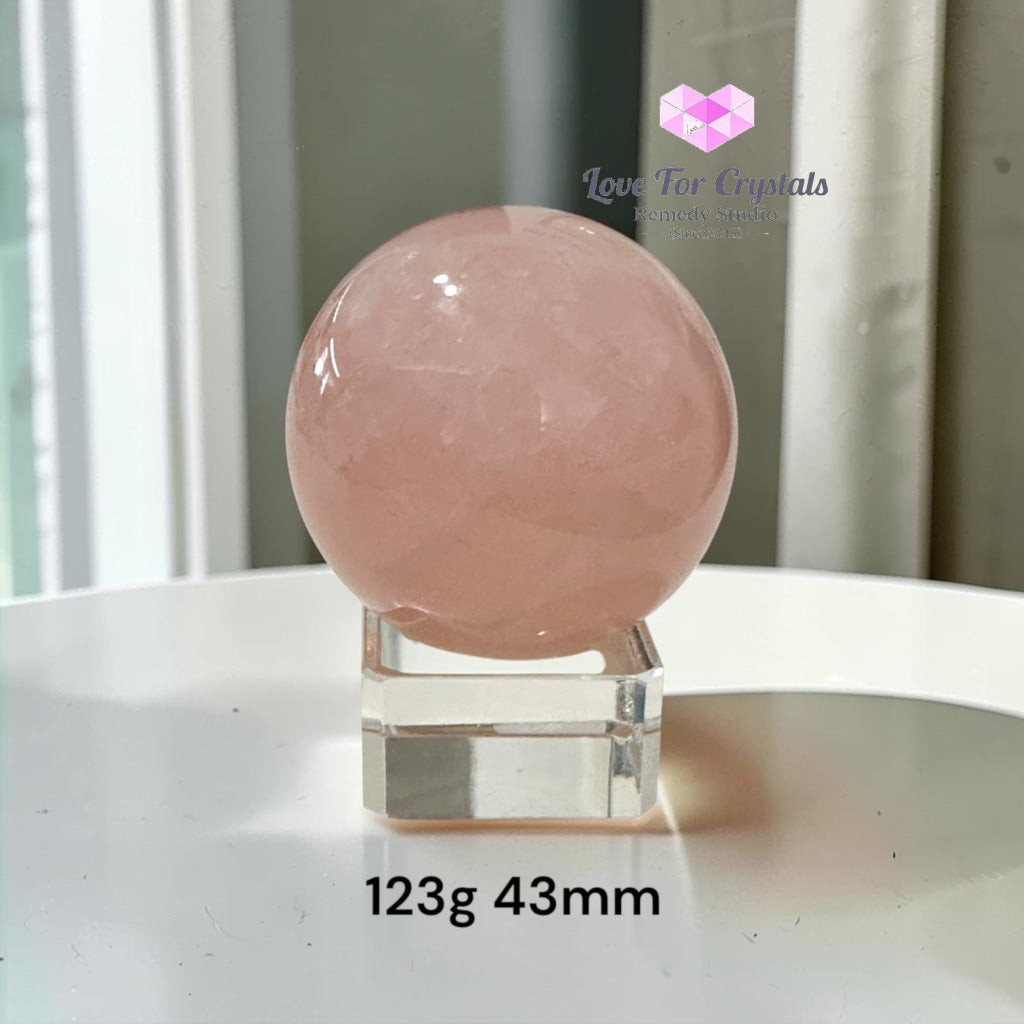 Rose Quartz Premium Sphere (Brazil) AAA Grade - 123g 43mm - Rose quartz