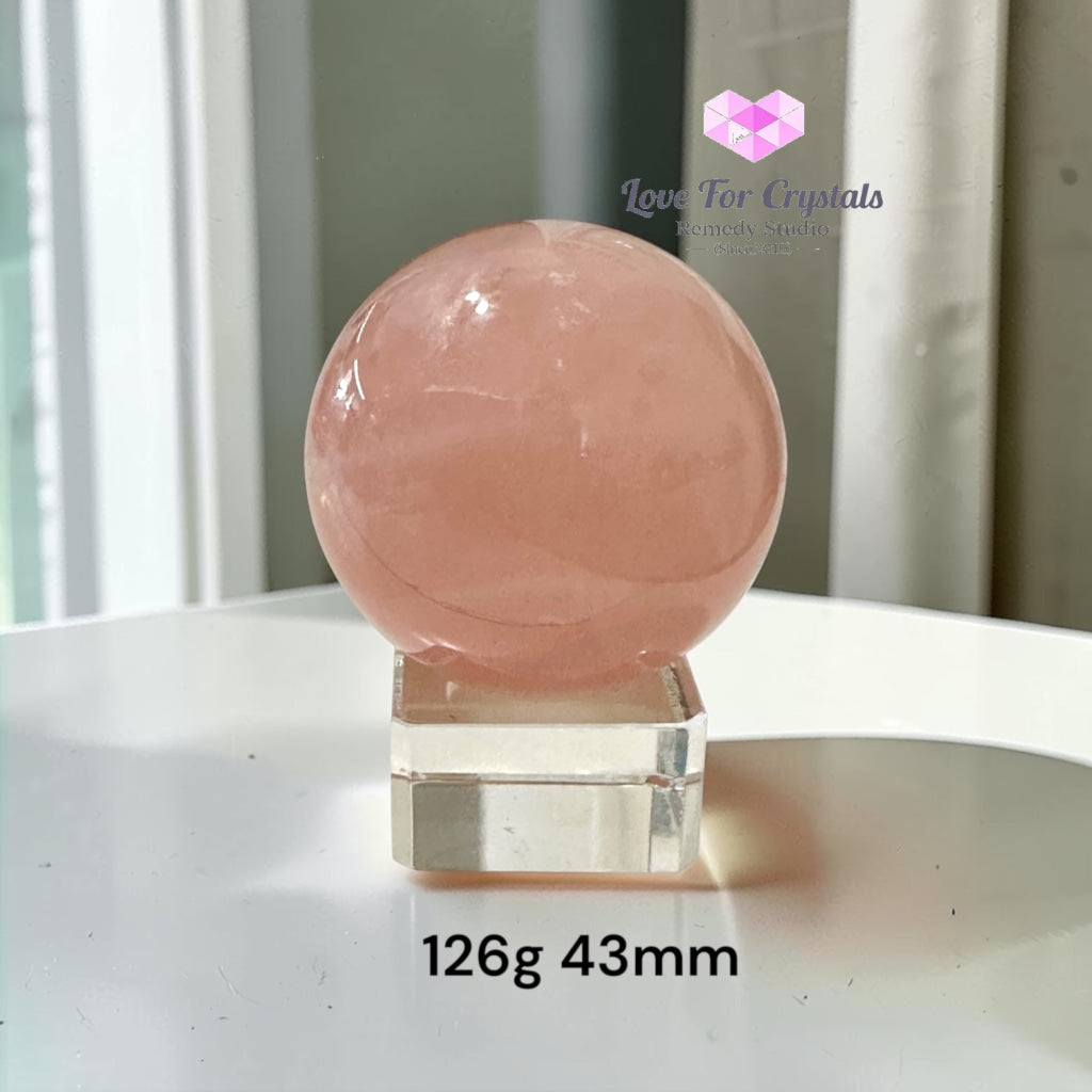 Rose Quartz Premium Sphere (Brazil) AAA Grade - 126g 43mm - Rose quartz