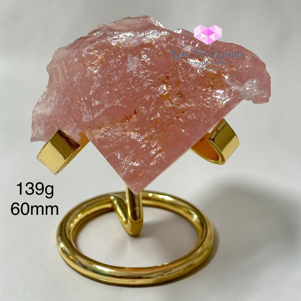 Rose Quartz Raw with Stand (Brazil) AAA - 139g 60mm - Rose quartz