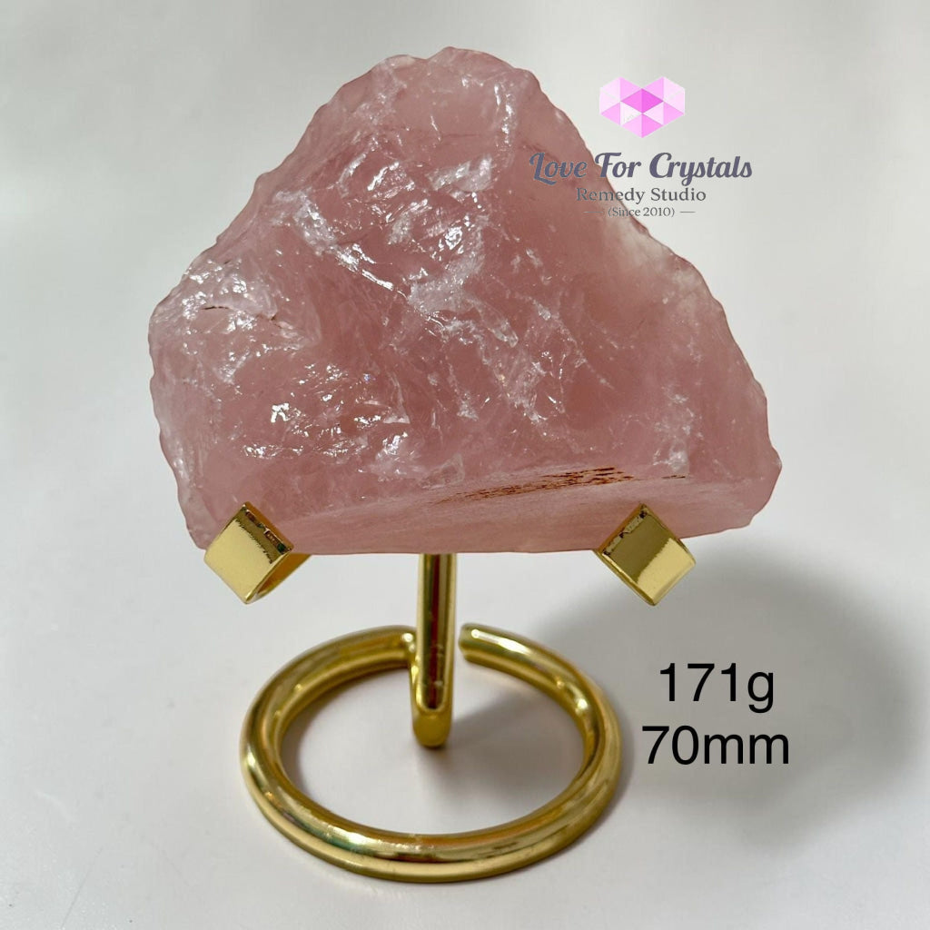 Rose Quartz Raw with Stand (Brazil) AAA - 171g 70mm - Rose quartz