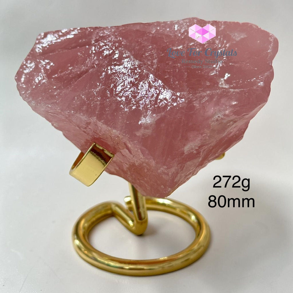 Rose Quartz Raw with Stand (Brazil) AAA - 272g 80mm - Rose quartz