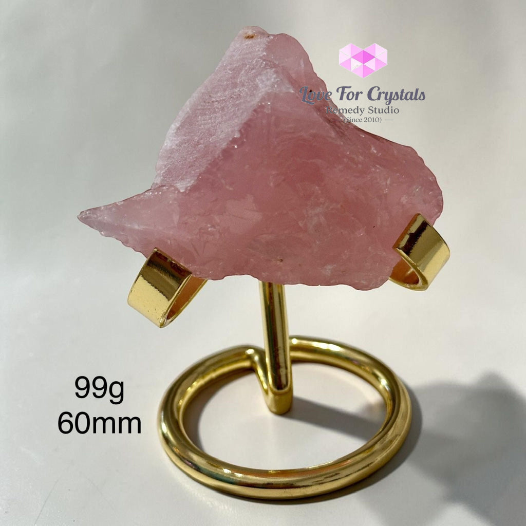 Rose Quartz Raw with Stand (Brazil) AAA - 99g 60mm - Rose quartz