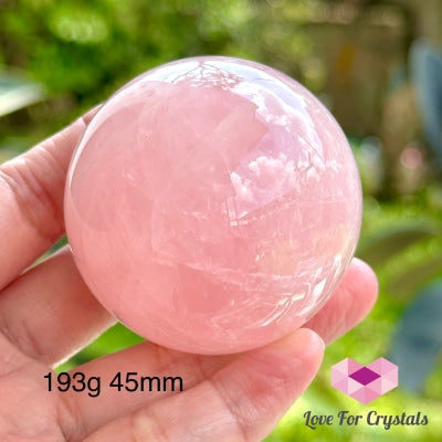 Rose Quartz Sphere With Wooden Stand (Brazil) Aaa Grade 193G 45Mm Crystal Sphere