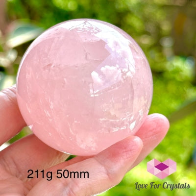 Rose Quartz Sphere With Wooden Stand (Brazil) Aaa Grade 211G 50Mm Crystal Sphere