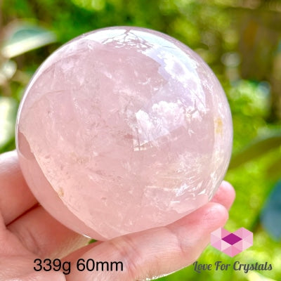 Rose Quartz Sphere With Wooden Stand (Brazil) Aaa Grade 339G 60Mm Crystal Sphere