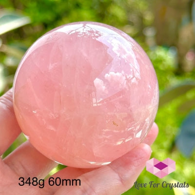 Rose Quartz Sphere With Wooden Stand (Brazil) Aaa Grade 348G 60Mm Crystal Sphere