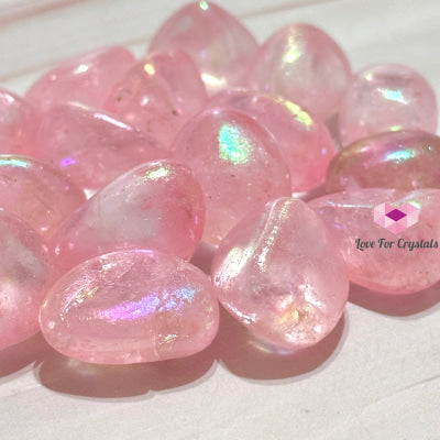 Rose Quartz Titanium Aura Tumbled Stones Crystals