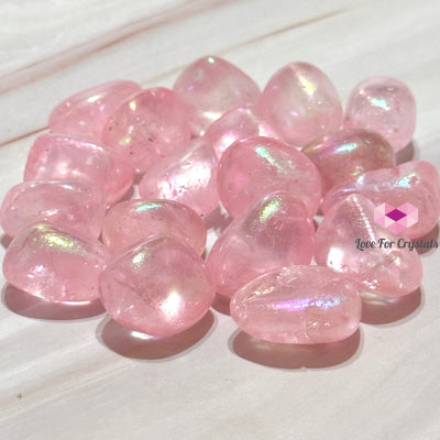 Rose Quartz Titanium Aura Tumbled Stones Crystals