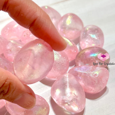 Rose Quartz Titanium Aura Tumbled Stones Crystals