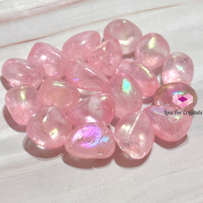 Rose Quartz Titanium Aura Tumbled Stones Crystals