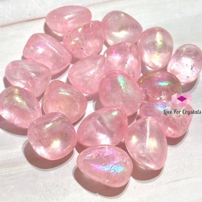 Rose Quartz Titanium Aura Tumbled Stones Crystals