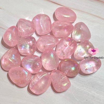 Rose Quartz Titanium Aura Tumbled Stones Crystals