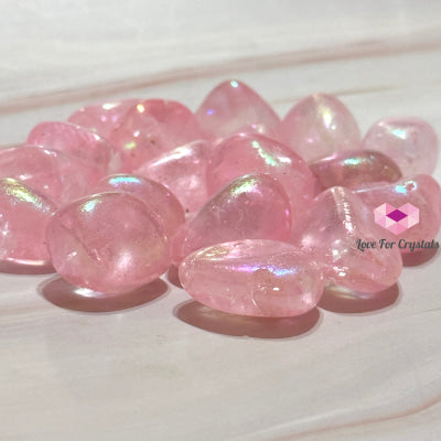 Rose Quartz Titanium Aura Tumbled Stones Crystals
