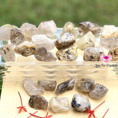 Rutilated Quartz Tumbled (Brazil) Pack Of 2 (25-35Mm) Stones