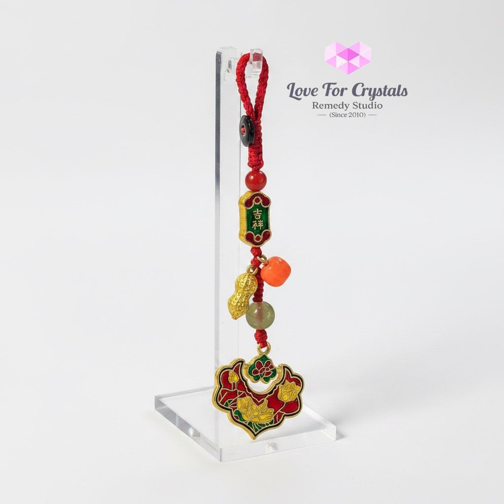 Ruyi Success Charm with Red String (10cm Alloy) - 10cm - Keychain