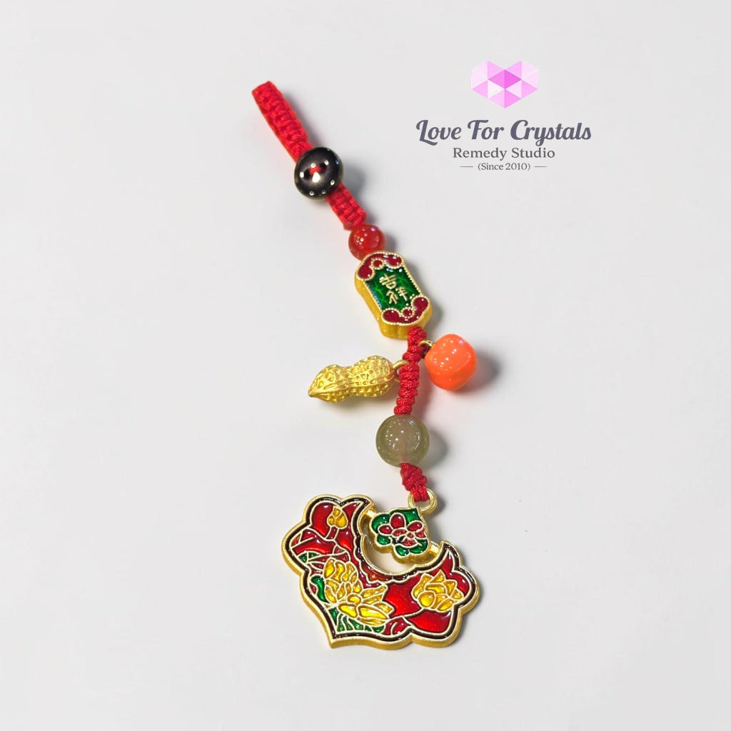 Ruyi Success Charm with Red String (10cm Alloy) - 10cm - Keychain