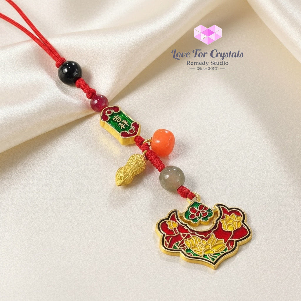 Ruyi Success Charm with Red String (10cm Alloy) - 10cm - Keychain