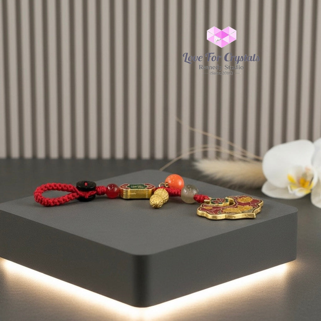 Ruyi Success Charm with Red String (10cm Alloy) - 10cm - Keychain