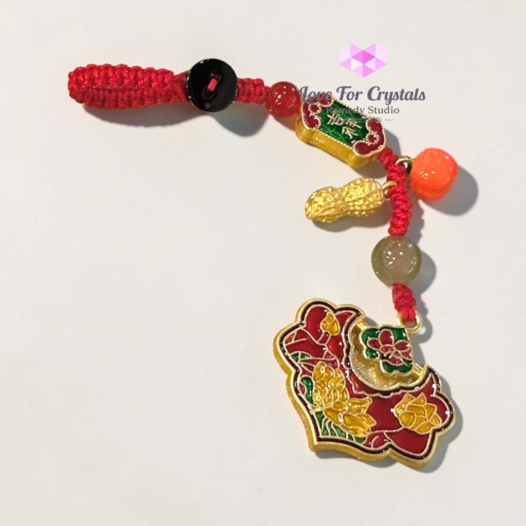 Ruyi Success Charm with Red String (10cm Alloy) - 10cm - Keychain