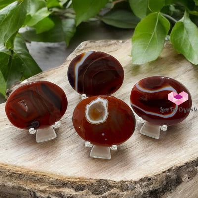 Sardonyx Palm Stone with Acrylic Stand 60mm (Strength – Grounded Confidence) Pre-coded & Activated Sardonyx