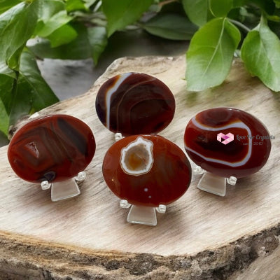 Sardonyx Palm Stone with Acrylic Stand 60mm (Strength – Grounded Confidence) Pre-coded & Activated Sardonyx