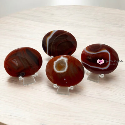 Sardonyx Palm Stone with Acrylic Stand 60mm (Strength – Grounded Confidence) Pre-coded & Activated Sardonyx