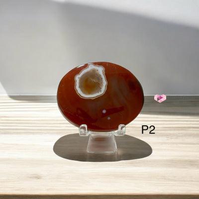 Sardonyx Palm Stone with Acrylic Stand 60mm (Strength – Grounded Confidence) Pre-coded & Activated Photo 2 Sardonyx