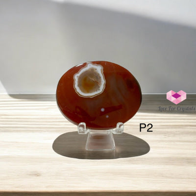 Sardonyx Palm Stone with Acrylic Stand 60mm (Strength – Grounded Confidence) Pre-coded & Activated Photo 2 Sardonyx