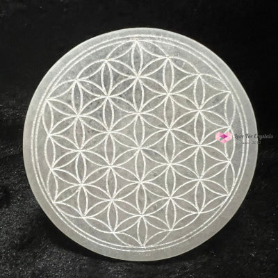 Selenite 10cm Flower of Life Charger with stand (Peru) Pre-coded activated 10cm Selenite